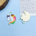 Rainbow enamel unicorn pendant with gold plating for handmade jewelry and DIY bracelets - Orange Unicorn (15531)