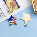 Star-shaped American flag pendant with gold metal back and enamel finish for jewelry making - Star Style (10681)