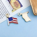 Golden alloy American flag heart pendants with enamel finish for DIY jewelry making - Flag Style (14704)