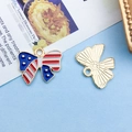 Bowtie shaped alloy pendant featuring American flag enamel design for DIY jewelry - Bow Style (16273)