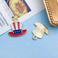Zinc alloy Uncle Sam top hat pendant with red white and blue enamel and gold finish - Hat Style (16278)