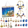 Christmas 24-day countdown calendar blind box with DIY gold bracelets and blue charms - Blue Theme Gold Bracelet Style (HK853)