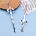 Vintage silver gladiator sword hairpins with antique finish for braided hairstyles - Ancient Silver Sword Style (8076)