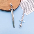 Vintage silver sword pendants with cat head carving for DIY necklace making - Ancient Silver Owl Sword Style (8113)