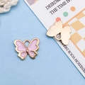 Pendentif papillon rose et doré en alliage avec boucle pour création de bijoux DIY - Rose