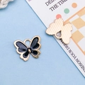 DIY butterfly pendant in black drip oil finish with a gold metal frame for jewelry - Black