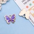 Handmade purple enamel butterfly charm with gold alloy frame for jewelry making - Purple