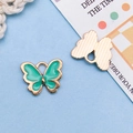 DIY mint green enamel butterfly charm with gold plating and textured reverse detail - Light Green