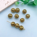 Macro detail of antique gold hollow flower spacer beads for DIY jewelry making - Antique Gold Hollow Plum Blossom (16625) / 1 Piece (10x10mm) / Antique Gold