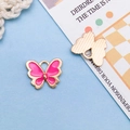 Pink butterfly charm pendant with golden alloy base for DIY jewelry making and beads - Rose Red