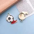 DIY soccer and cleat alloy pendant in gold finish with vibrant red and black enamel - 21*25mm / Drip Oil KC Gold Base Soccer Shoe (16736)