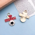 DIY soccer jersey charm in gold finish with red I Love Soccer oil drop design - 21*25mm / Drip Oil I Love Soccer Plate (16737)