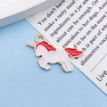Cartoon unicorn alloy pendant with red and white enamel details for DIY jewelry making - Red Enamel Unicorn (9930)