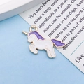 Cute unicorn alloy pendant charm in white and light purple finish with gold details - Purple Enamel Unicorn (9931)