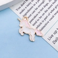Cute white and pink enamel unicorn alloy pendant with golden edges for jewelry making - Pink Enamel Unicorn (9932)