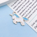 Cartoon unicorn alloy enamel pendant in white and blue with gold metal details - Blue Enamel Unicorn (9933)