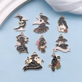 Lot de breloques gothiques médecin de la peste pour bijoux d'Halloween en alliage émaillé - Ensemble de Collection de 8 Pièces