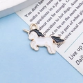 Golden unicorn alloy pendant with white enamel and black mane for jewelry making - Black Enamel Unicorn (9934)
