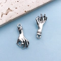 Antique silver hand gesture alloy charms for DIY bracelets and necklaces - OK Sign