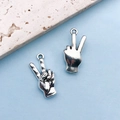 Antique silver zinc alloy victory gesture pendant for DIY bracelet and necklace jewelry - Scissors Hand Gesture