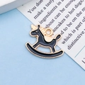 DIY charm in black and gold rocking horse unicorn style with enamel finish - Black Enamel Rocking Horse (10990)