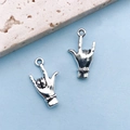 Antique silver I Love You gesture charm pendant in vintage zinc alloy for DIY jewelry - I Love You Gesture