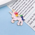 Pink enamel unicorn charm with colorful mane and gold plating for jewelry making - Enamel Unicorn (11446)