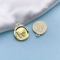 Golden round alloy butterfly pendant pair with relief pattern and textured back detail - Gold Base Butterfly KC Gold Style