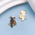 Gothic plague doctor crow enamel charm with red roses and moon for DIY jewelry bracelets - Right Flower Crow