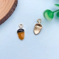 Gelbe Eichel-Emaille-Anhänger aus Legierung für DIY-Schmuck mit goldfarbener Rückseite - Tannenzapfen (KC Gold Basis)