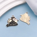 Enamel plague doctor charm with no more germs text and golden textured back - Plague Doctor (No More Germs)