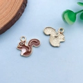 Brown enamel squirrel charm for DIY jewelry with gold metallic textured back - Gray Squirrel (KC Gold Base)