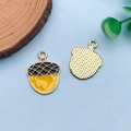 Enamel acorn charms with golden metal texture back for DIY jewelry making accessories - Yellow Pinecone (KC Gold Base)