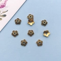 Vintage bronze flower spacer beads with spiral texture for DIY jewelry making - Antique Gold Flower Cap 6*6mm Hole 1.1mm (16601)