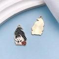 Pendentif gothique corbeau crâne et rose rouge en émail pour création de bijoux - Corbeau Squelette