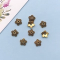 Nine pieces of five-petal flower metal spacer beads in vintage gold finish for DIY jewelry - Antique Gold Flower Cap 7*7mm Hole 1mm (16604)