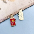 Retro red enamel thermos bottle alloy pendant with floral pattern for DIY jewelry craft - Red Thermos Flask (16761)