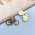 Vintage style alloy bicycle charm with orange and black drip oil finish for DIY jewelry - Black Bicycle (16764)