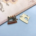 Vintage sewing machine charm with black enamel and gold finish for DIY jewelry - Black Sewing Machine (16765)