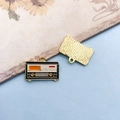 Pair of vintage radio enamel charms with gold plating and colorful front accents - Black Radio (16766)