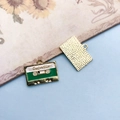 Retro cassette tape enamel charm with Good Vibes text for DIY jewelry making - Green Cassette (16767)