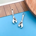 Antique silver alloy wrench charms for DIY jewelry making and keychain accessories - Antique Silver Wrench (5274)