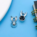 Vintage ασημένια μενταγιόν κεφάλι κουνελιού για DIY κοσμήματα και χειροποίητα κολιέ - Κεφάλι Κουνελιού Αλίκη Αντίκ Ασημί 8x14mm (5887)