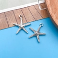 Deux breloques étoile de mer en argent antique texturé pour création de bijoux DIY - Étoile de Mer en Argent Antique (9044)