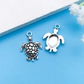 Vintage silver sea turtle alloy charm pendant for DIY bracelets and jewelry making - Antique Silver Ocean Sea Turtle 15x23mm