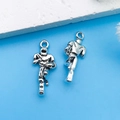 Pair of antique silver rugby player charms for DIY jewelry making and bracelets - Antique Silver Football Player 10x24mm