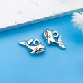 Pendentif baleine en alliage argenté pour bijoux DIY avec boucle de suspension intégrée - Baleine de l'Océan en Argent Antique 15x13mm