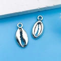 Pendentifs coquillage cauris en argent vintage pour bijoux DIY et bracelets - Coquillage de l'Océan en Argent Antique 8x18mm