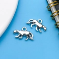 Silver cheetah animal charms for DIY necklace and jewelry making, 2 pieces set - Antique Silver Leopard 16x12mm (11275)