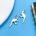 Vintage silver kangaroo alloy charms for DIY jewelry making with retro textured finish - Antique Silver Kangaroo 22x17mm (11290)